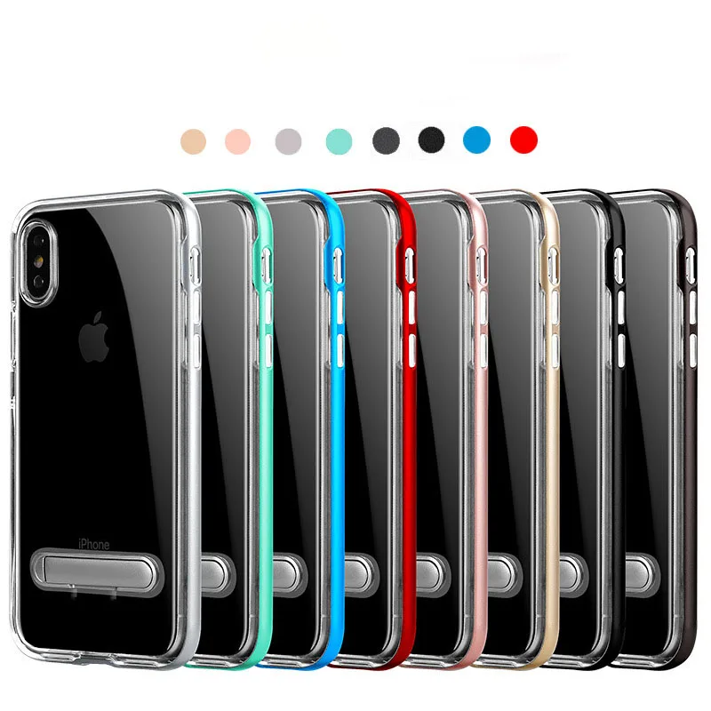 

Shockproof Clear Transparent Phone Cover Case with Phone Holder for iPhone 11 PRO Max 6 6S 7 8 Plus XS X XR