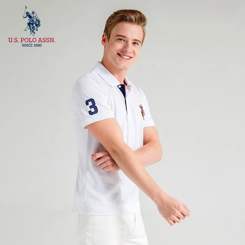 Polo Assn. Новые летние мужские рубашки поло с коротким рукавом и круглым вырезом |