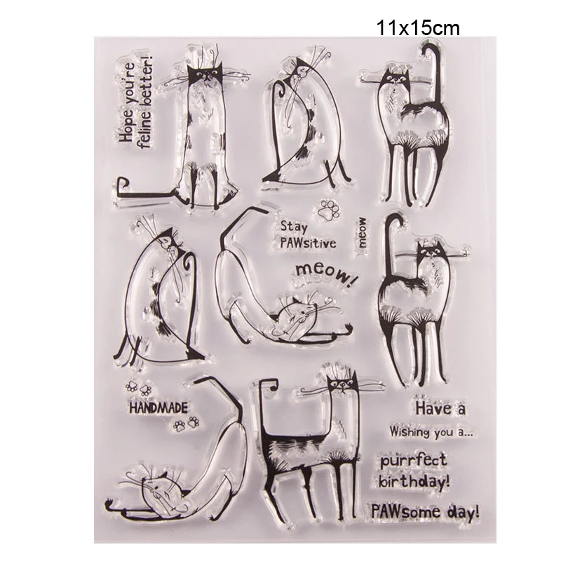 Симпатичная кошка прозрачные штампы Новинка 2019 Скрапбукинг резиновый штамп