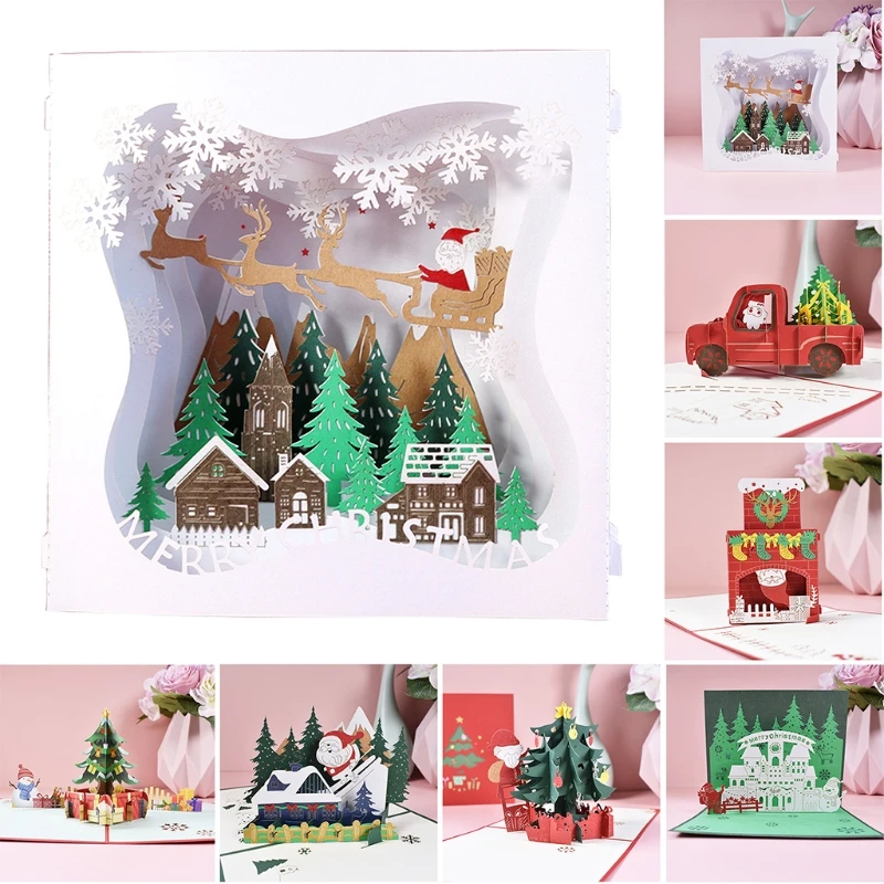

3D выдвижная Рождественская елка Санта поздравительная открытка Рождество новогодние открытки приглашения