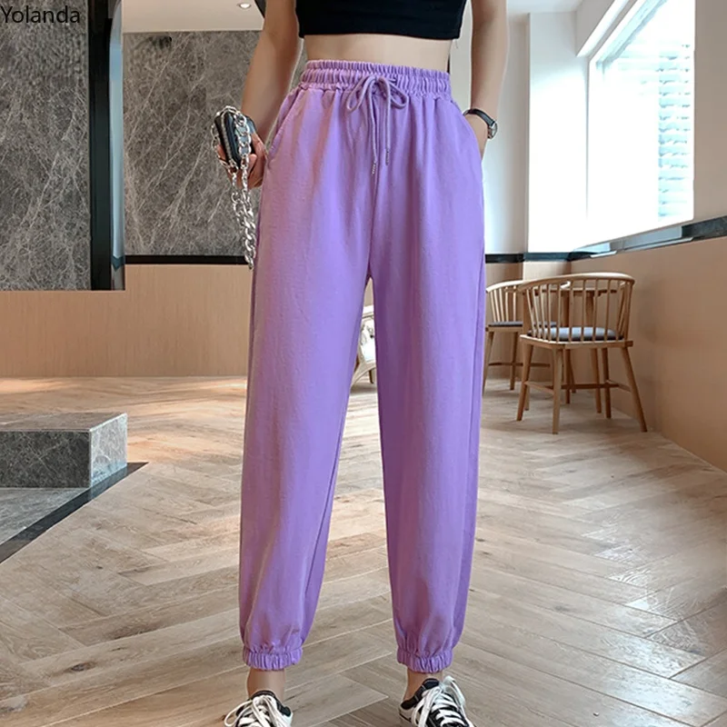 

Harajuku sportswear women's sweatpants candy orange pink gray S-XL autumn