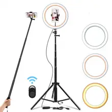 26cm Selfie Ring Light Dimmable 130cm Tripod Stand Cell Phone Holder Led Camera Ringlight for Makeup YouTube Video Photography
