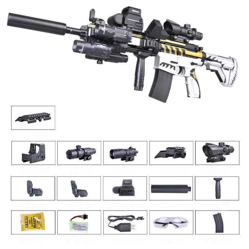 Горячая Распродажа ручная работа M416 Золотой Киль Кожа Жесткий водяной пистолет Рождественский подарок высокое качество большой электрический игрушечный пистолет детский подарок