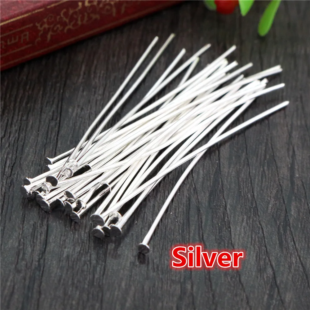 200pcs/Lot 16 20 25 30 35 40 45 50mm Flat Head/Ball Head/Eye Head Pins Metal Headpins For Jewelry Findings Making DIY Supplies images - 6