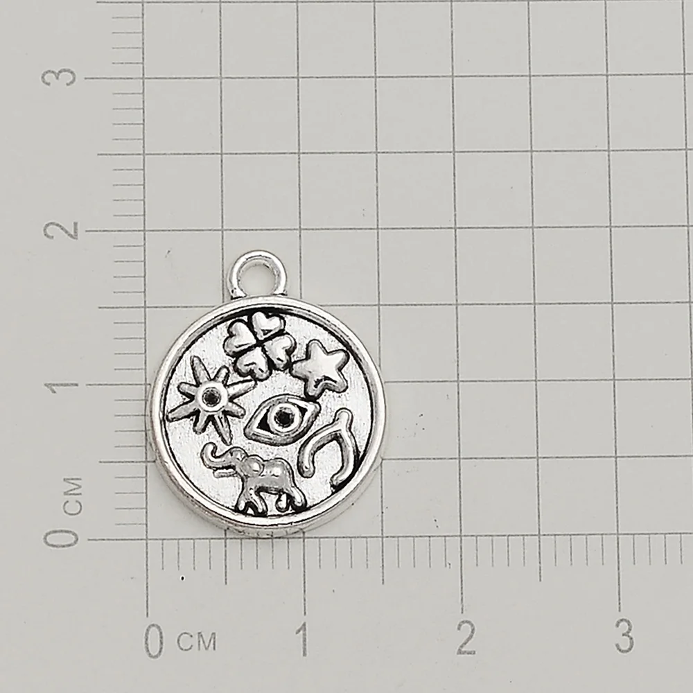 10pcs/Lot 16x19mm Antique Silver Plated Egyptian Star Sun Eye Clover Charms Elephant Wishbone Pendants For Diy Jewellery Finding - купить по