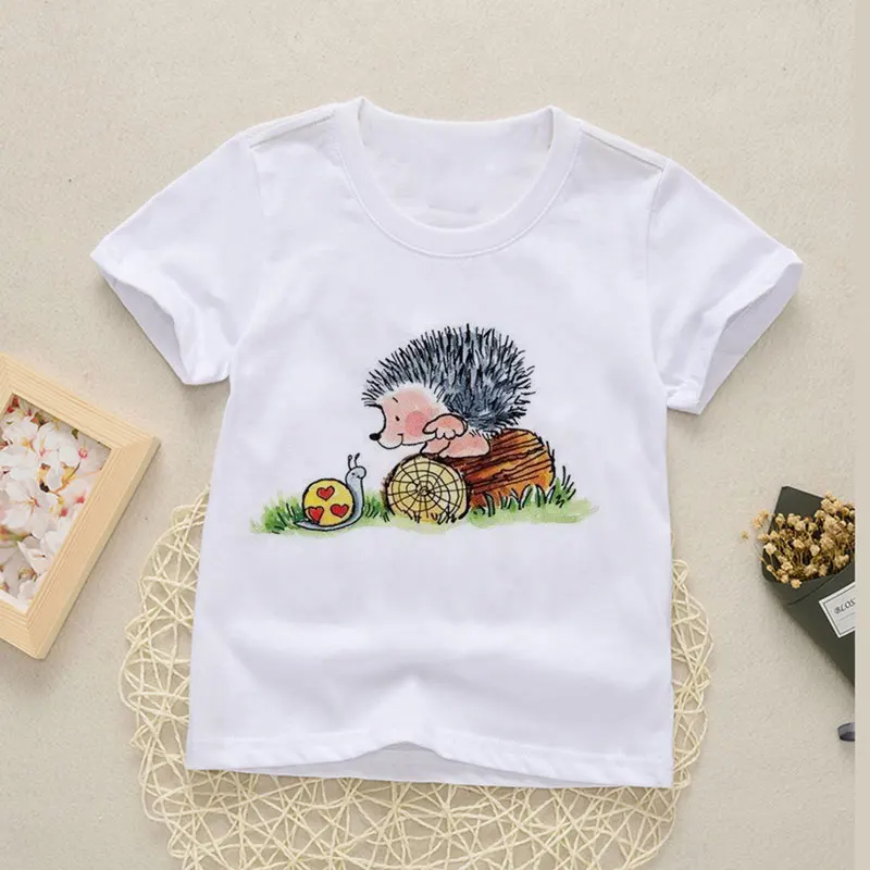 Модная детская футболка унисекс Милая коала с ежиком для девочек дизайнерская