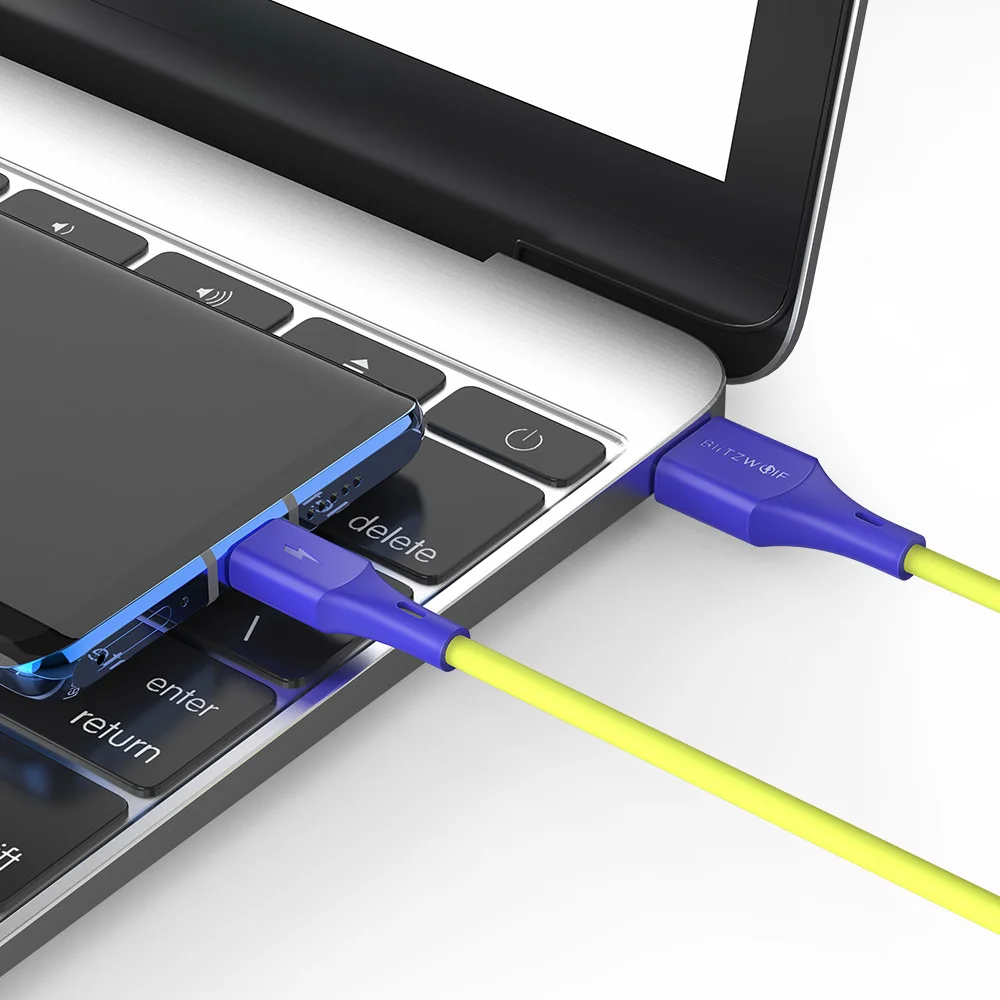 Кабель для зарядки и передачи данных BlitzWolf 2 в 1 3 А USB Type-C фута/0 9 м зарядное