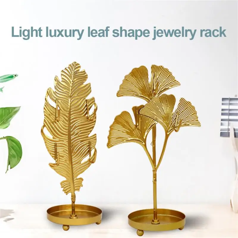 

Golden Storage Rack With Hooks Display Stand European Earrings Jewelry Metal Decorations Bracelet Storage Shelf Home Decor Tool