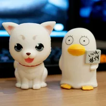 Japanese anime 2pcs GINTAMA mascots cute kawaii Sadaharu Elizabeth dog penguine figure collectible toys bank piggy for children