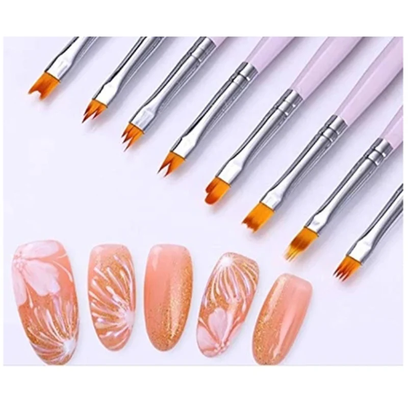 8 шт. маникюрные кисти в форме полумесяца для дизайна ногтей | Красота и здоровье
