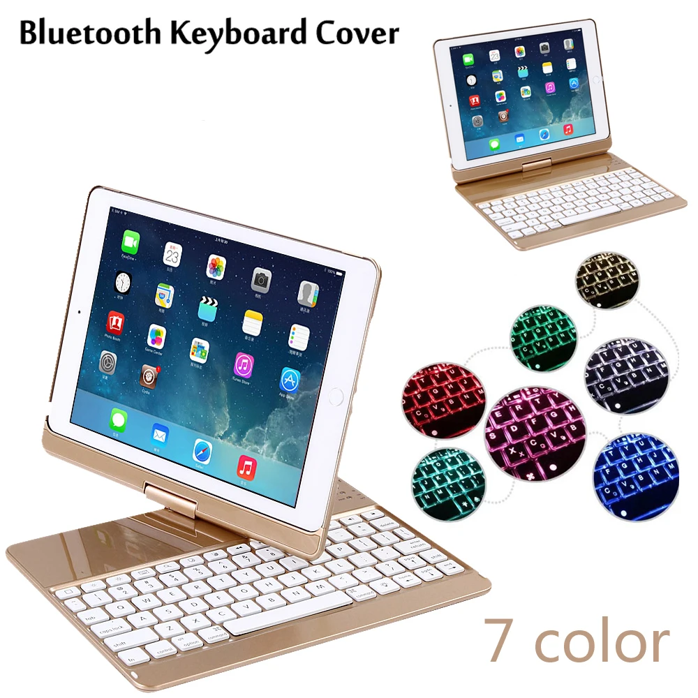 Чехол для iPad 7 10 2 дюйма цветов с подсветкой Беспроводная Bluetooth клавиатура чехол 2018