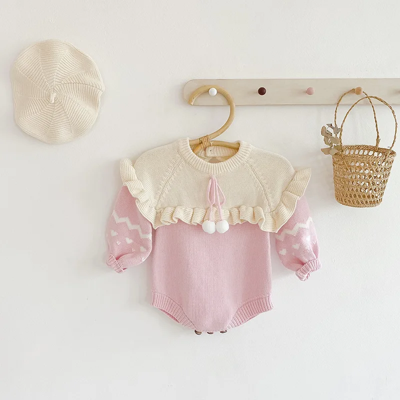 

Autumn New Baby Baby Long Sleeve Knit Ha Garment Dress Fei "Triangle Bag Fart Climb Clothes Bodysuit For Newborns Bodysuit