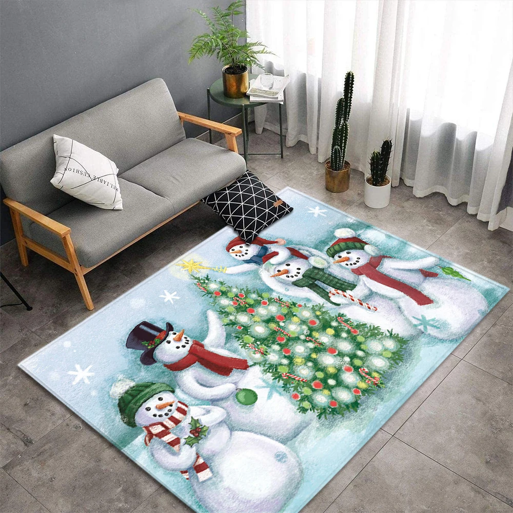 

Merry Christmas Home Rug Soft Flannel Parlor Decor Area Rug Children Gift Baby Crawling Play Mat Bedroom Living Room Carpets