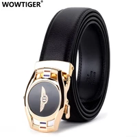 wowtiger car brand black automatic buckle leather luxury men belt male alloy buckle belts for men ceinture homme cinto masculino