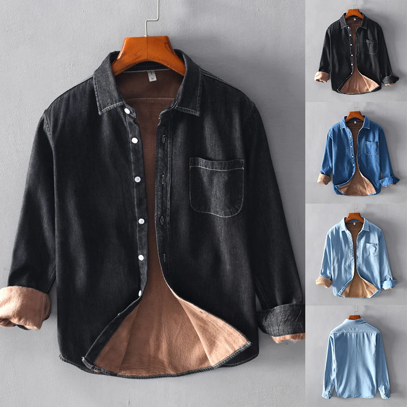 

Warm Winter Casual Jacket Shirt Cotton with Flanel Lining for Men Indoor Outdoor Every Day TC21