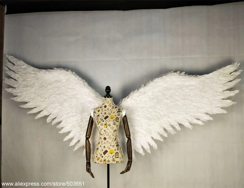 Съемная Наклейка на стену большая с белыми ангельскими крыльями легко