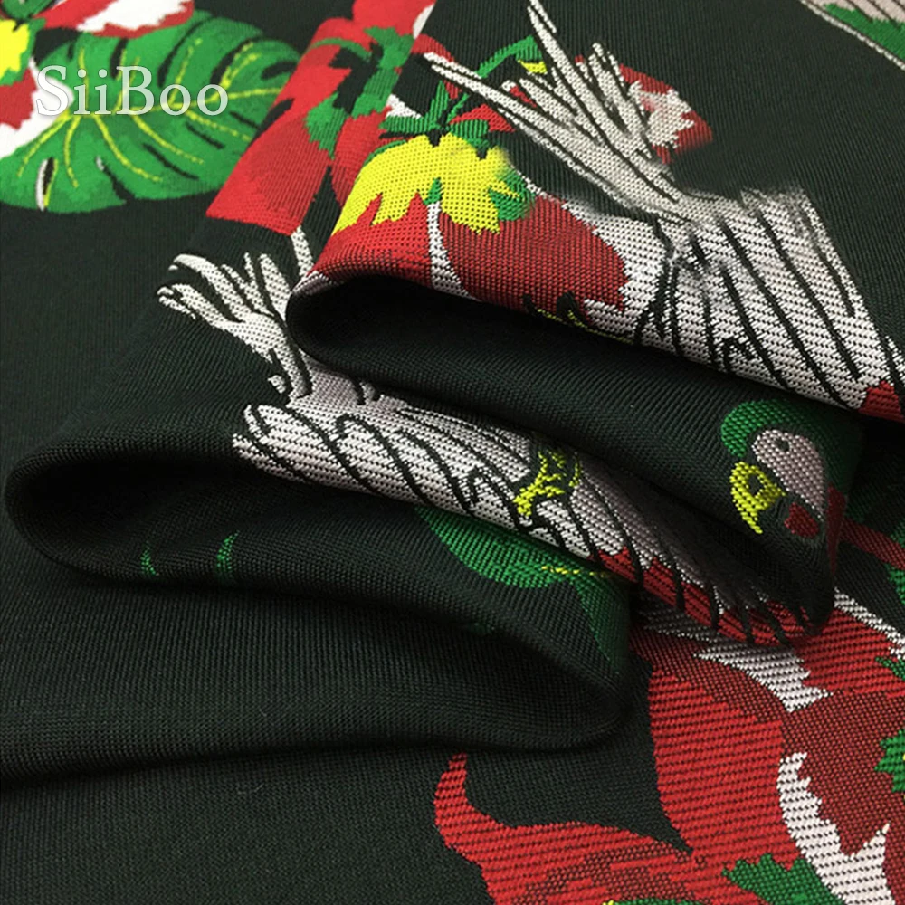 Американский стиль красный оранжевый ананас завод Птица жаккардовая парча ткань