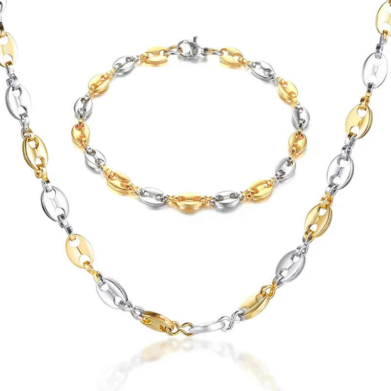 Нержавеющая сталь кофе в зернах звено дутая цепь для Марины ожерелье мужчин