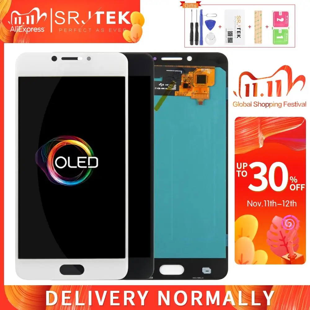 OLED/TFT для SAMSUNG Galaxy C7 Pro Дисплей LCD сенсорный дигитайзер Датчик Стекло в сборе рамка