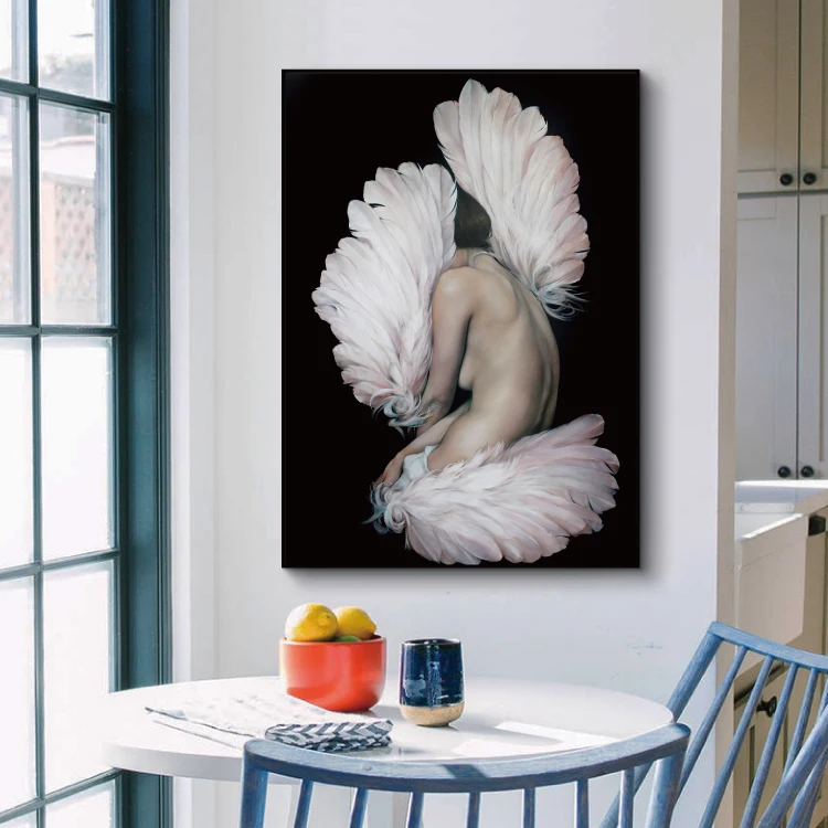 Скандинавский абстрактный цветок перо Аватар девушка Картина на холсте