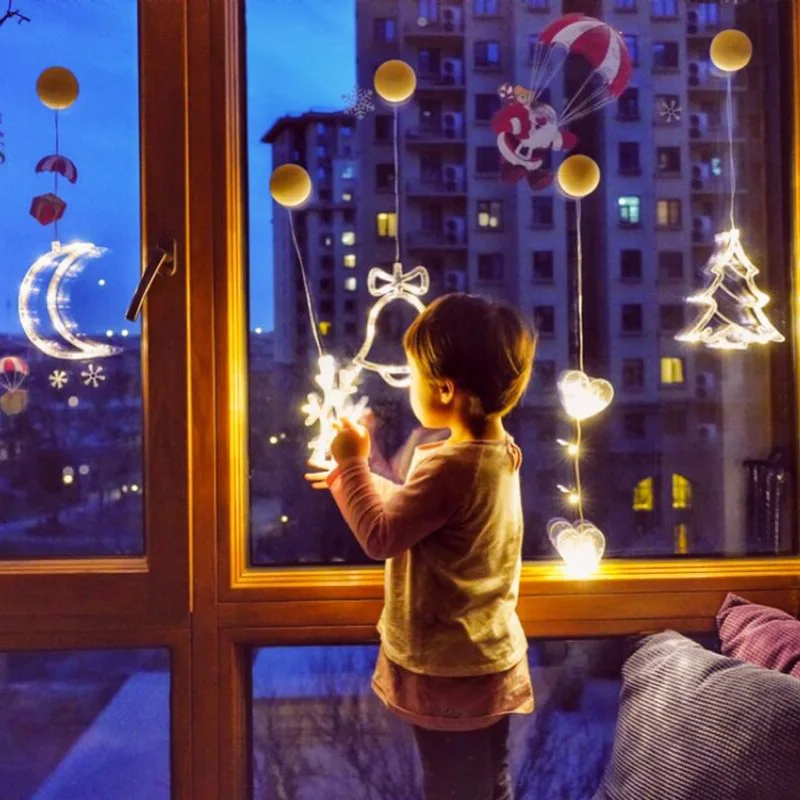 

Christmas decorations room shop window glass paste small decorations festive atmosphere decorating scen