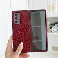 super luxury leather case for samsung galaxy z fold 2 5g plaid fully fit phone case shockproof cover vintage fashion shell