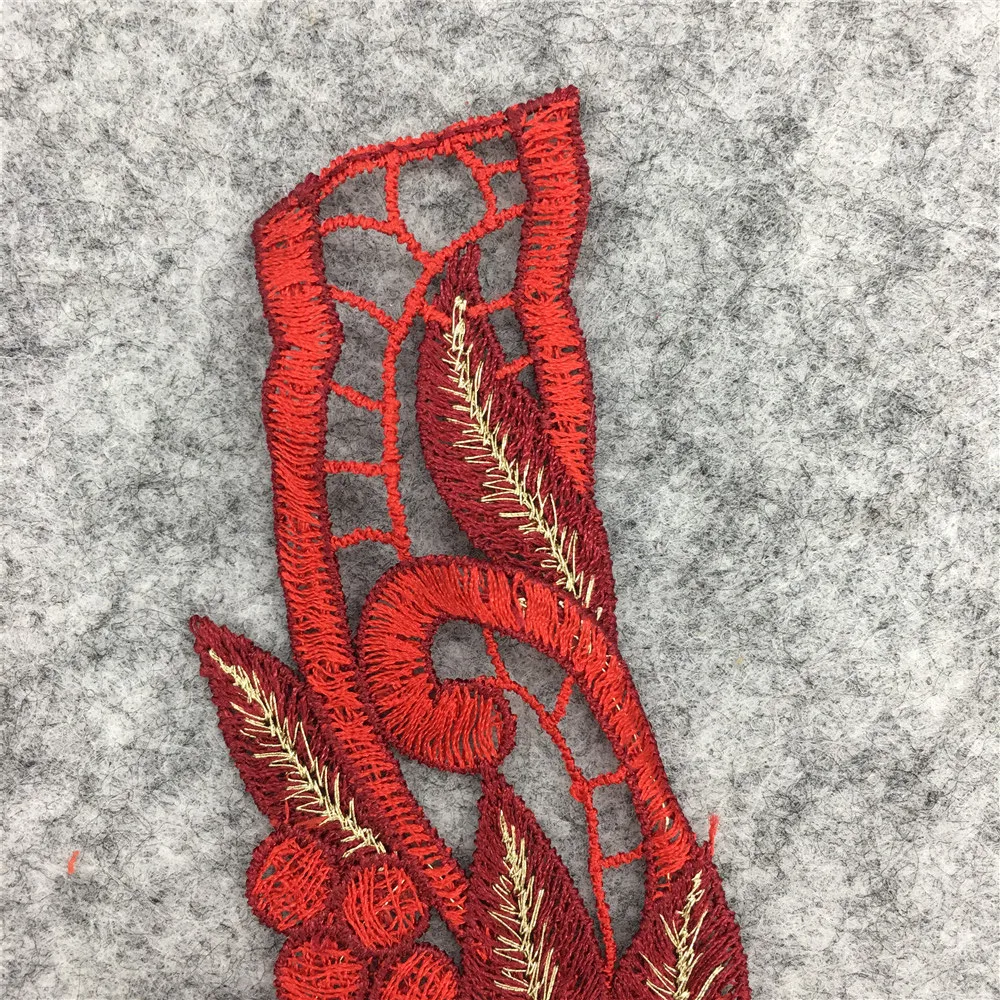 Искусственная ткань для рукоделия красная Венецианская Цветочная искусственная