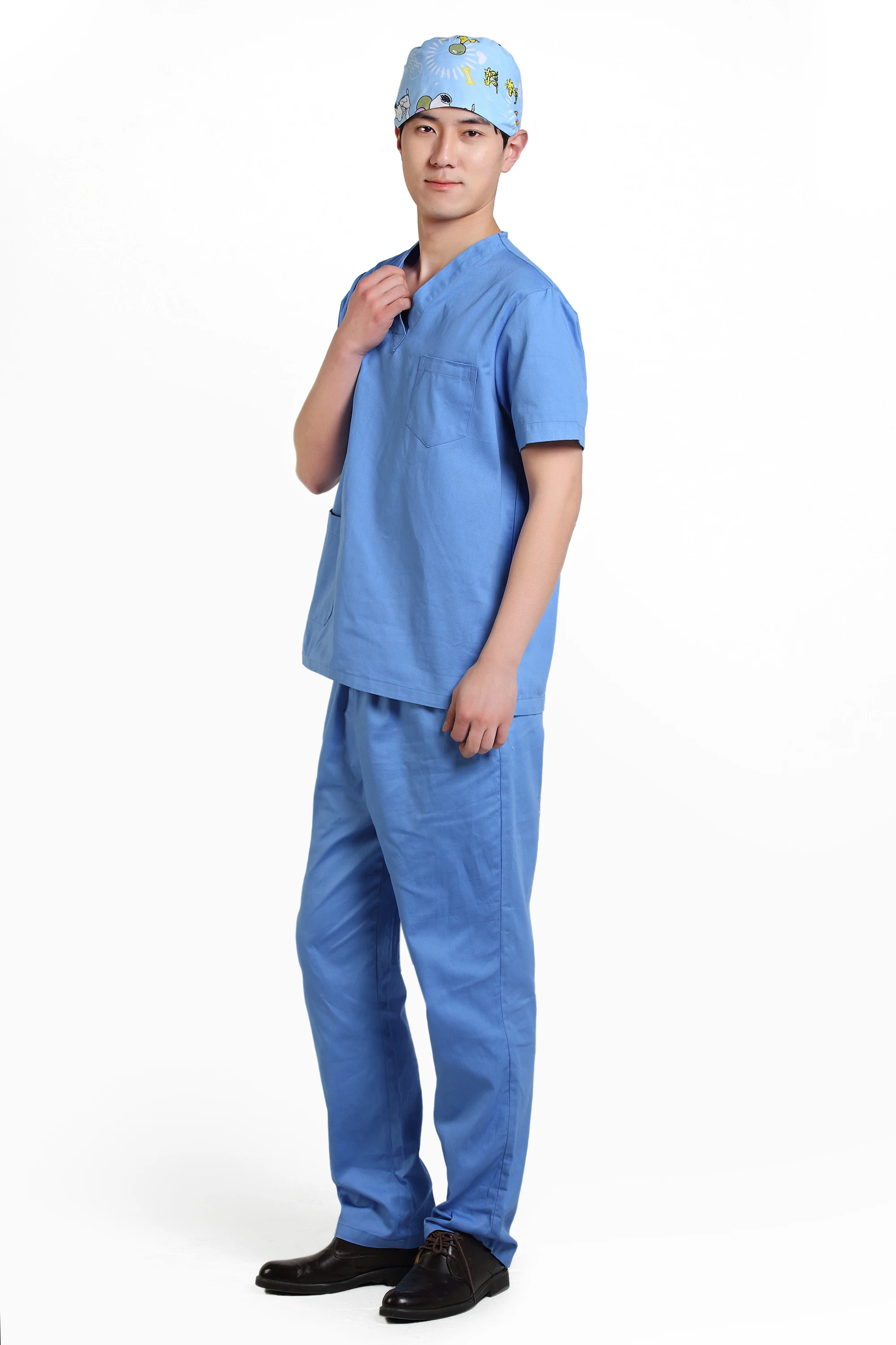 Унисекс скраб наборы рубашки и брюки с коротким рукавом Больничная форма