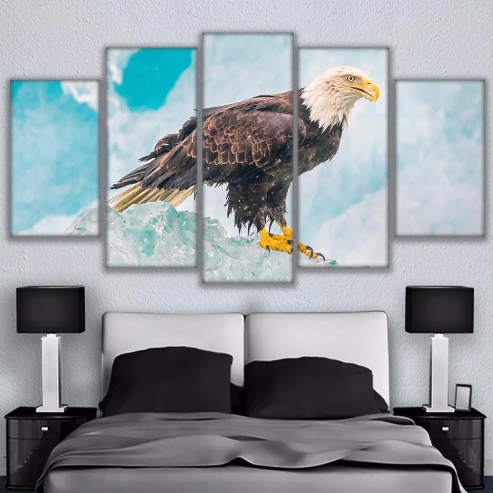 HD Высокое Качество Современная Картина на холсте 5 шт. лысый орел наклейка