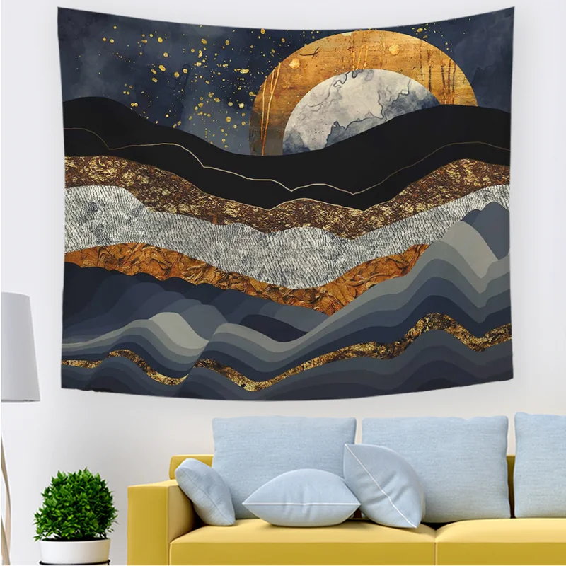 Скандинавский закат гобелен с пейзажем Настенная Декорация занавеска для