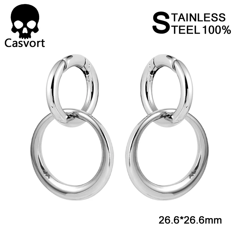 silver 3 Casvort Новое поступление нержавеющая сталь 316 L 4 мм ушные измерители пирсинг тоннели ювелирные изделия для тела 2 шт Лот пара - Окраска металла: silver 3