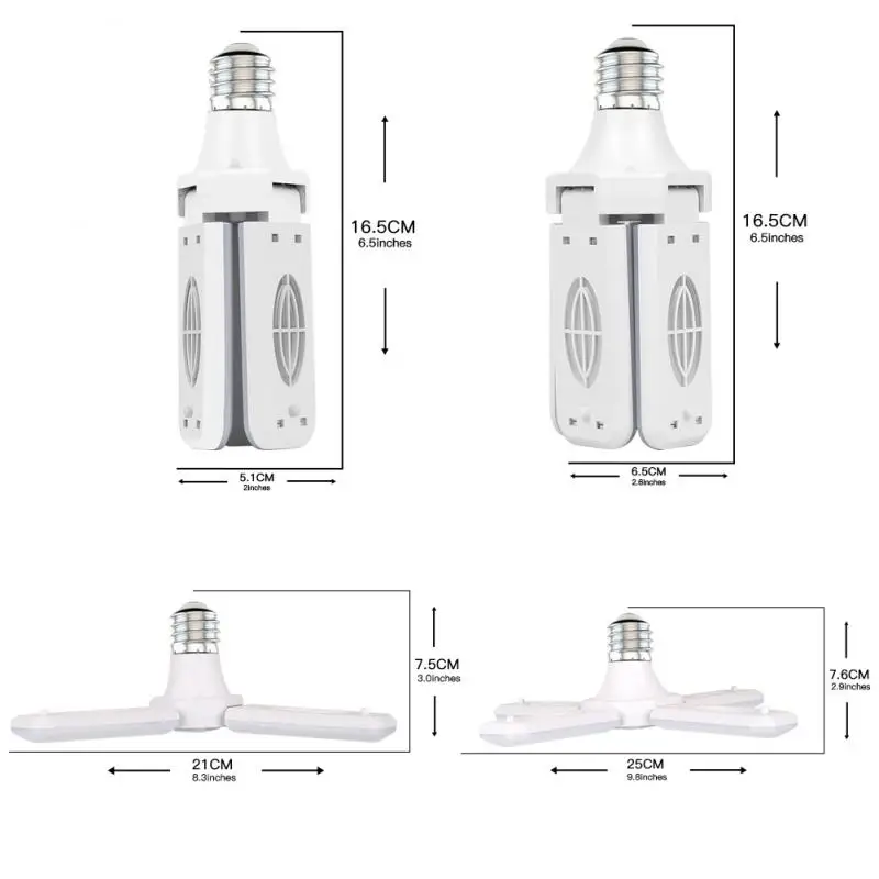 

LED Garage Light E26 Bulb Foldable Fan Blade Lights 3/4 Panels Deformable Adjustable Ceiling Lamps For Living Room Garage Light