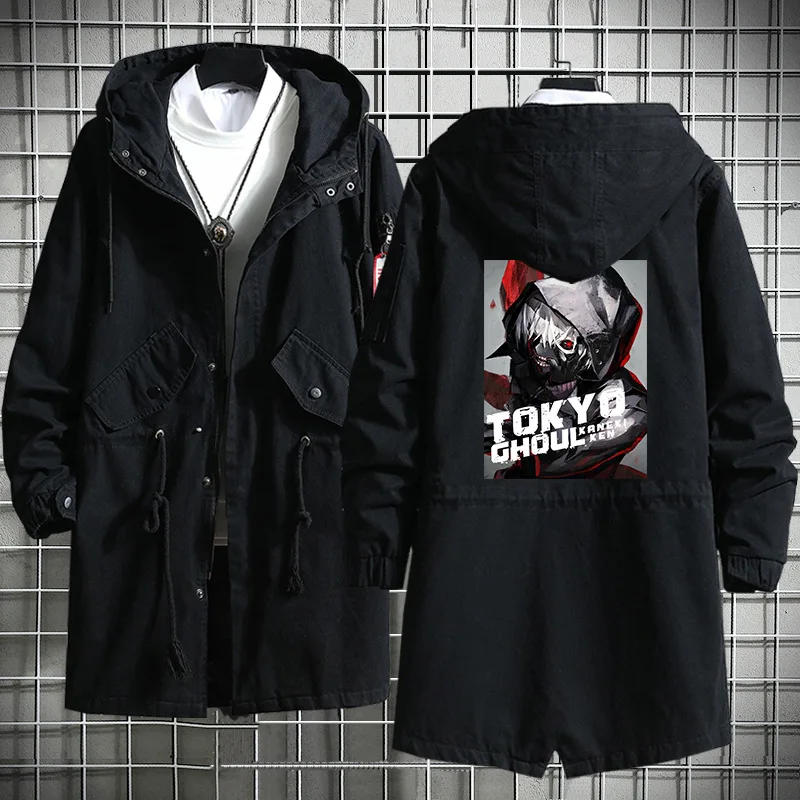 Anime Tokyo Ghou Kaneki Ken Simple Fashion Jacket Style Changchun Autumn Casual Loose Trench Coat | Мужская одежда