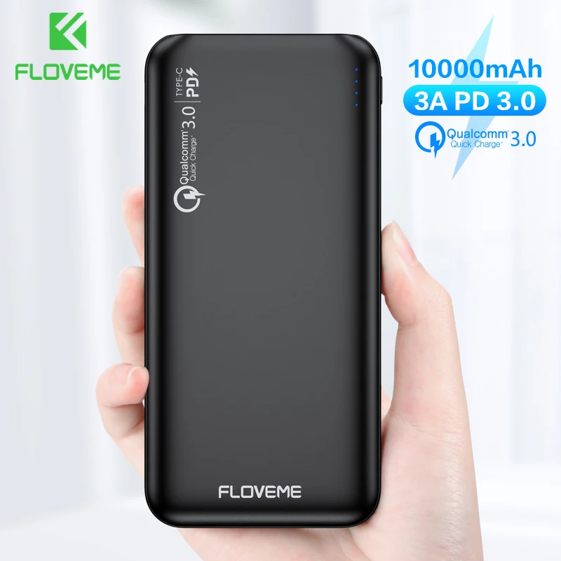 FLOVEME Power Bank 10000 мАч Быстрая зарядка 3 0 Для Xiaomi Powerbank внешний аккумулятор USB