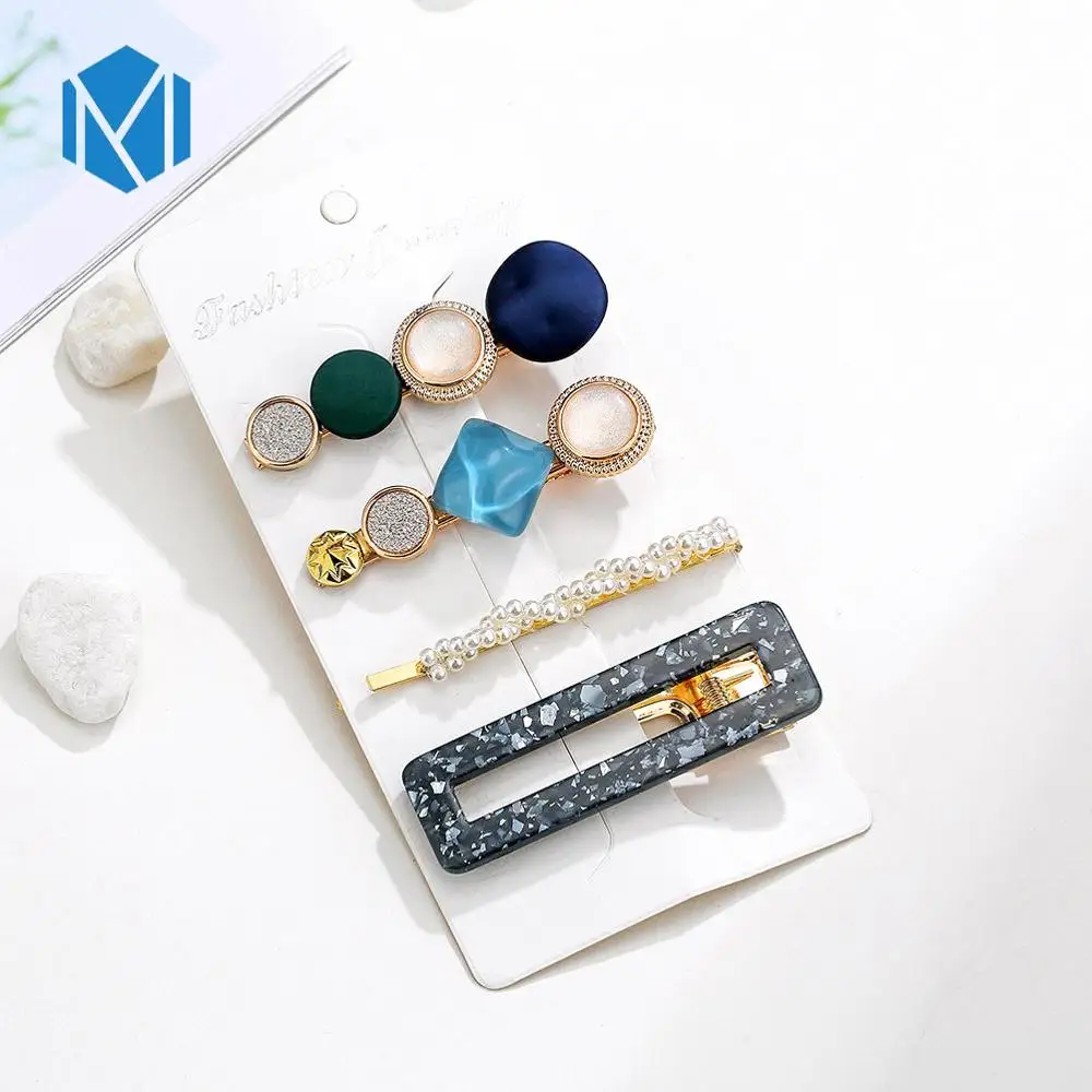 4pcs square blue M MISM INS Круглый корейский Кристалл Сплав заколки для волос Макарон цвет заколки BB шпильки Заколки для женщин обувь девочек аксессуары для волос - Цвет: 4pcs square blue