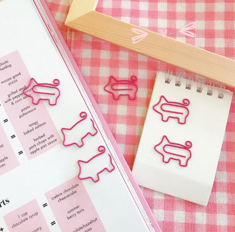 

Cute Pig Metal Paper Clips Pin Book Bookmark Memo Clip Office School Stationery