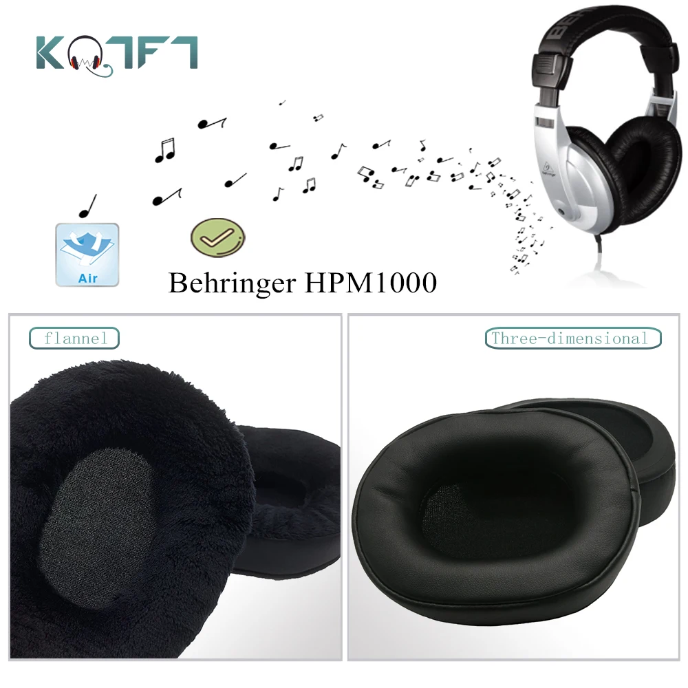 

KQTFT 1 Pair of Velvet Replacement EarPads for Behringer HPM1000 Headset Earmuff Cover Cushion Cups