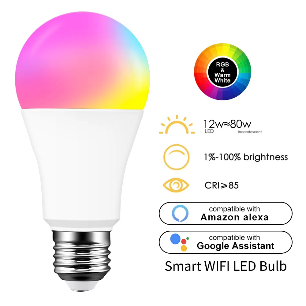 15W WiFi умный светильник лампа RGB Белый Magic LamDimmable LED E27 B22 накаливания совместимый с