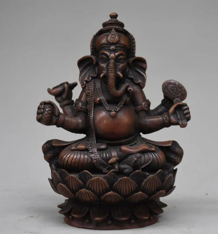 

Tibet Buddhism Temple Bronze Ganapati Ganesh Lord Ganesha Elephant Buddha Statue