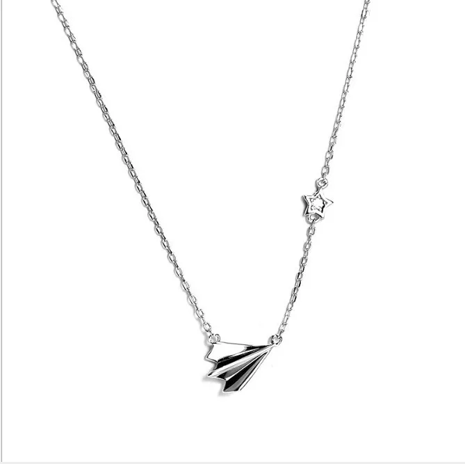 

CSHOU02 Childhood paper plane necklace female Korean choker clavicle chain