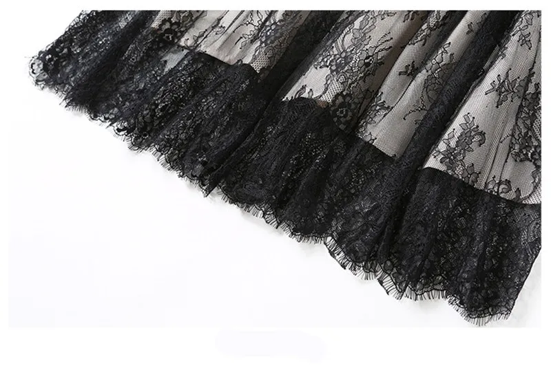 2020 Runway Весенняя новинка тонкий открытое кружевное платье Модная одежда