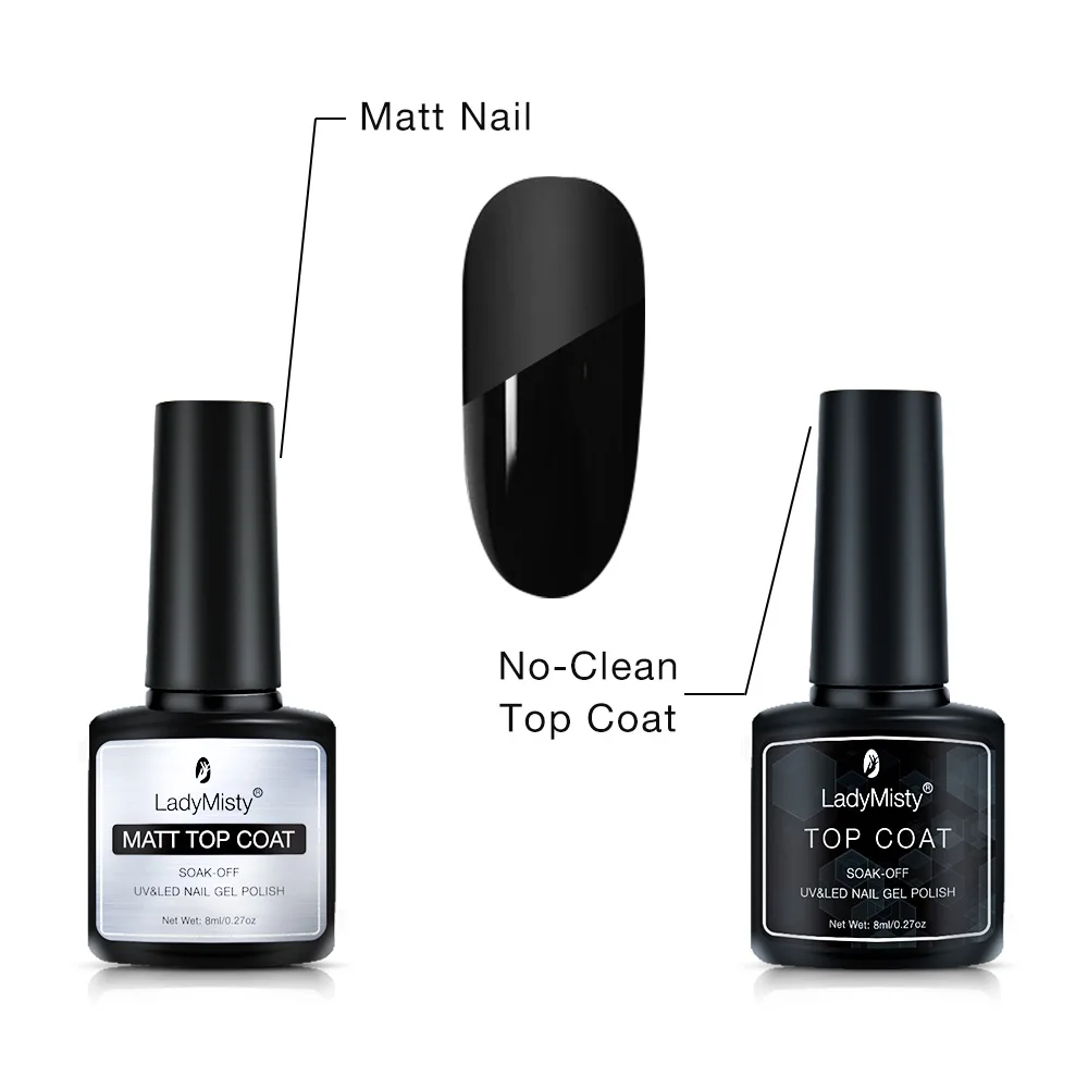LadyMisty 8 мл быстросохнущее матовое верхнее покрытие гель УФ светодиодный верхний