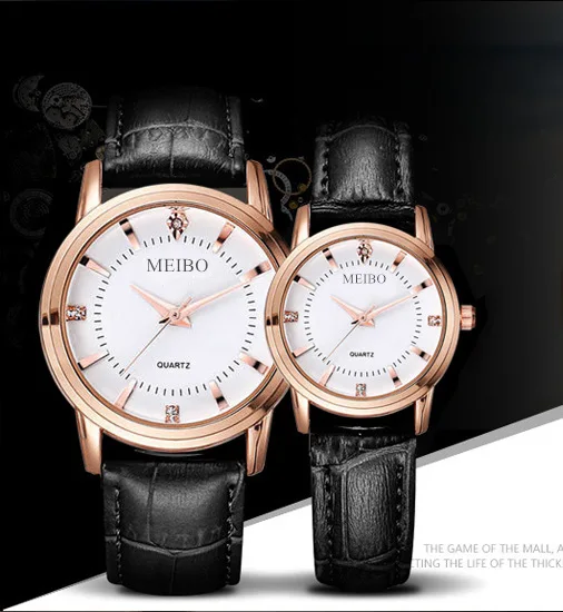 

Couple Watches Luxury Brand Lover's Casual Quartz Watch Women Genuine Leather Strap Watches For Gift Relogio Feminino Men Clock