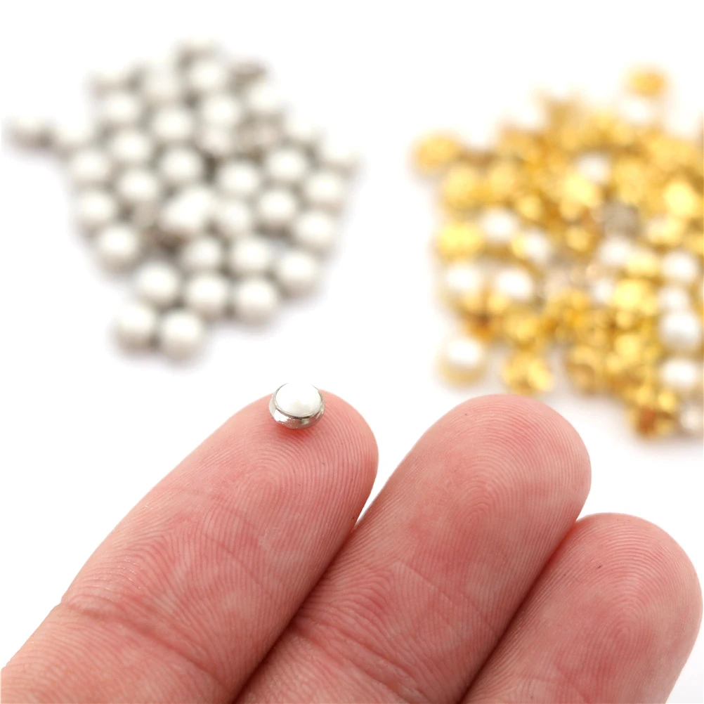 20pcs Sliver/Gold Mini Doll Buttons Belt Buckle Ultra-small Pearl Shoes Clothing Buckles | Дом и сад