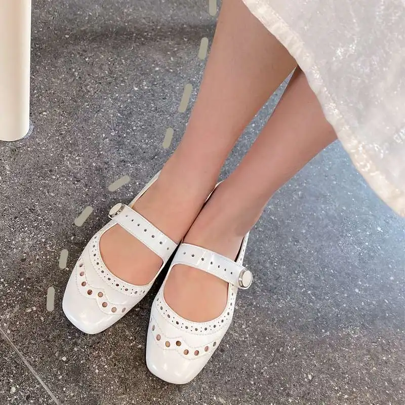 

Krazing Pot large size genuine leather square toe low heel brand shoes breathable cozyhigh street fashion casual women pumps L07