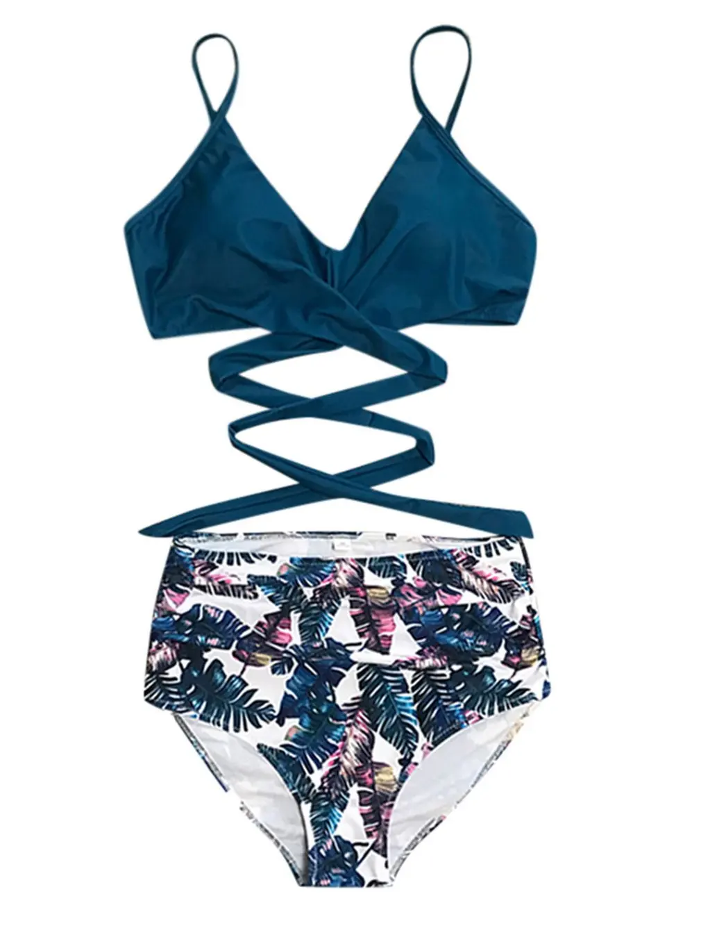 

Комплект бикини с принтом и средней талией, купальник, женский сексуальный купальник из двух предметов на шнуровке, новинка 2021, пляжные купа...