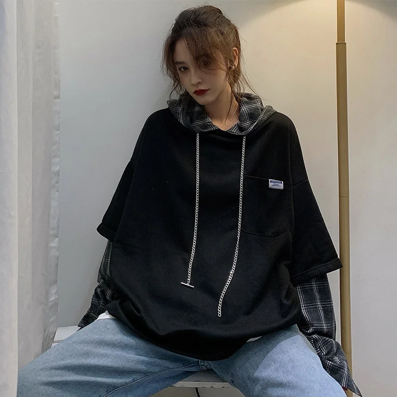 Женский свободный свитер в клетку Корейском стиле | Женская одежда