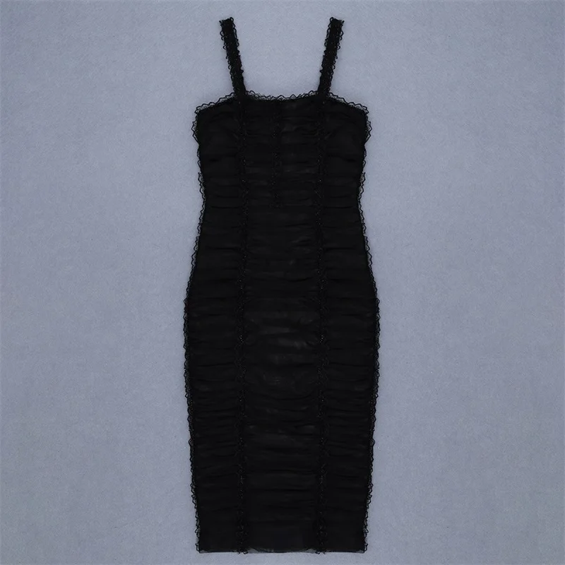 Женское вечернее платье с рюшами облегающее кружевное до колена на тонких