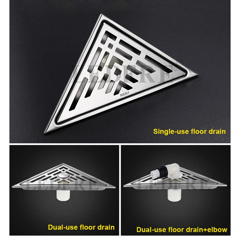 LEDFRE треугольная Сливная крышка из нержавеющей стали для душа ванной комнаты