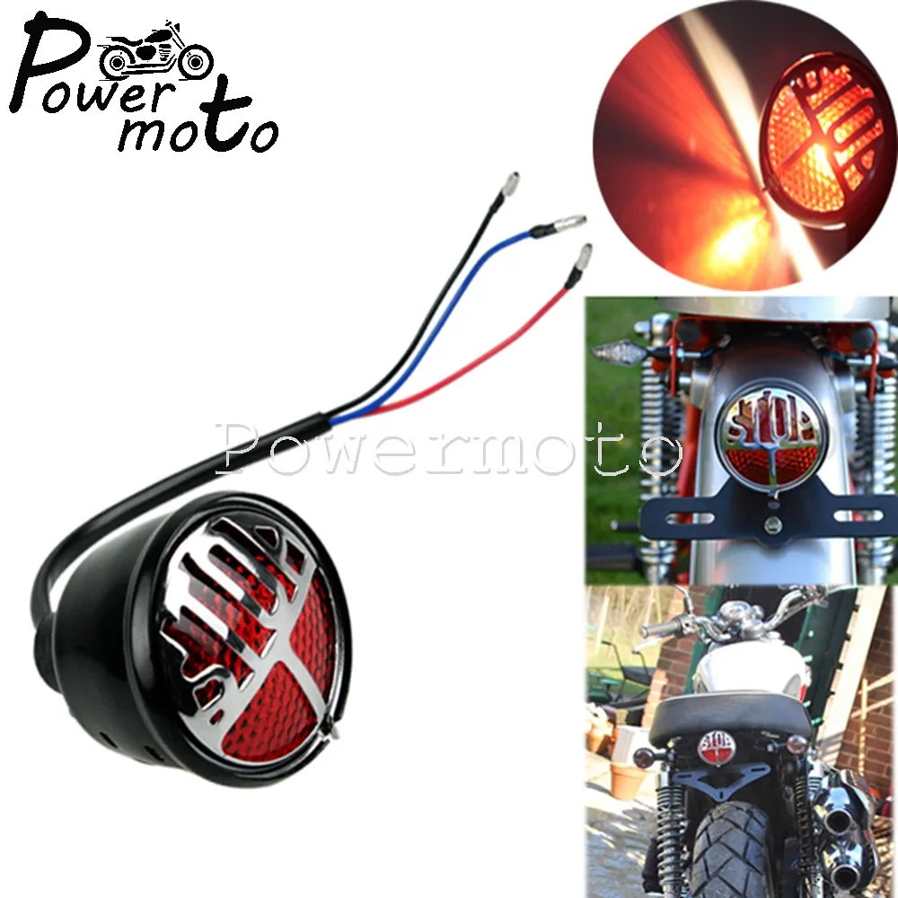 

Для Harley Cafe Racer Cruiser Chopper Bobber мотоциклетный Красный 12 в светодиодный стоп-сигнал Миллер задний фонарь светильник номерного знака